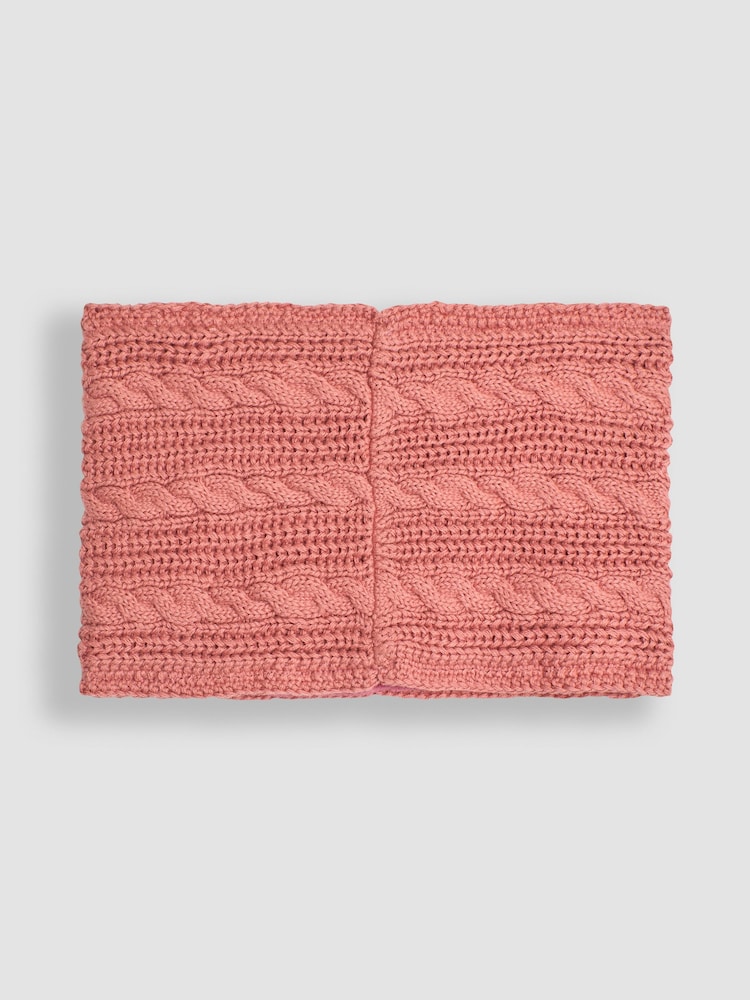 JoJo Maman Bébé Dusky Pink Cable Knitted Neck Cosy Scarf - Image 2 of 4