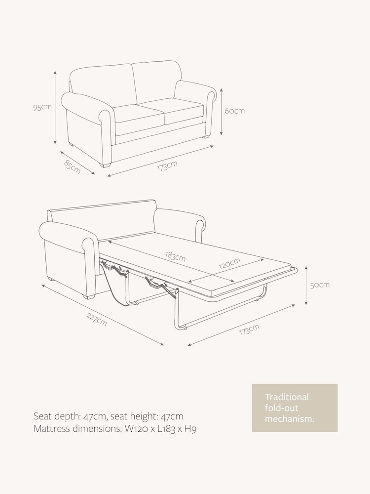 Jay-Be Brushed Twill Linen Cream Heritage 2 Seater Sofa Bed - Image 6 of 6
