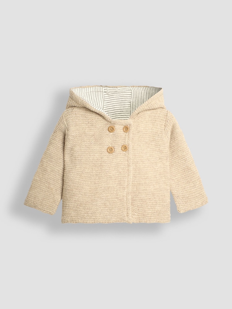 JoJo Maman Bébé Natural Bear Hooded Baby Cardigan - Image 1 of 3