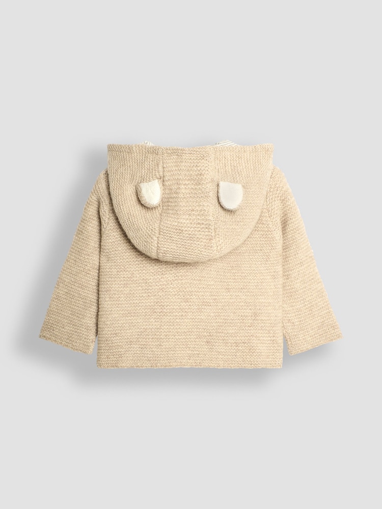 JoJo Maman Bébé Natural Bear Hooded Baby Cardigan - Image 2 of 3