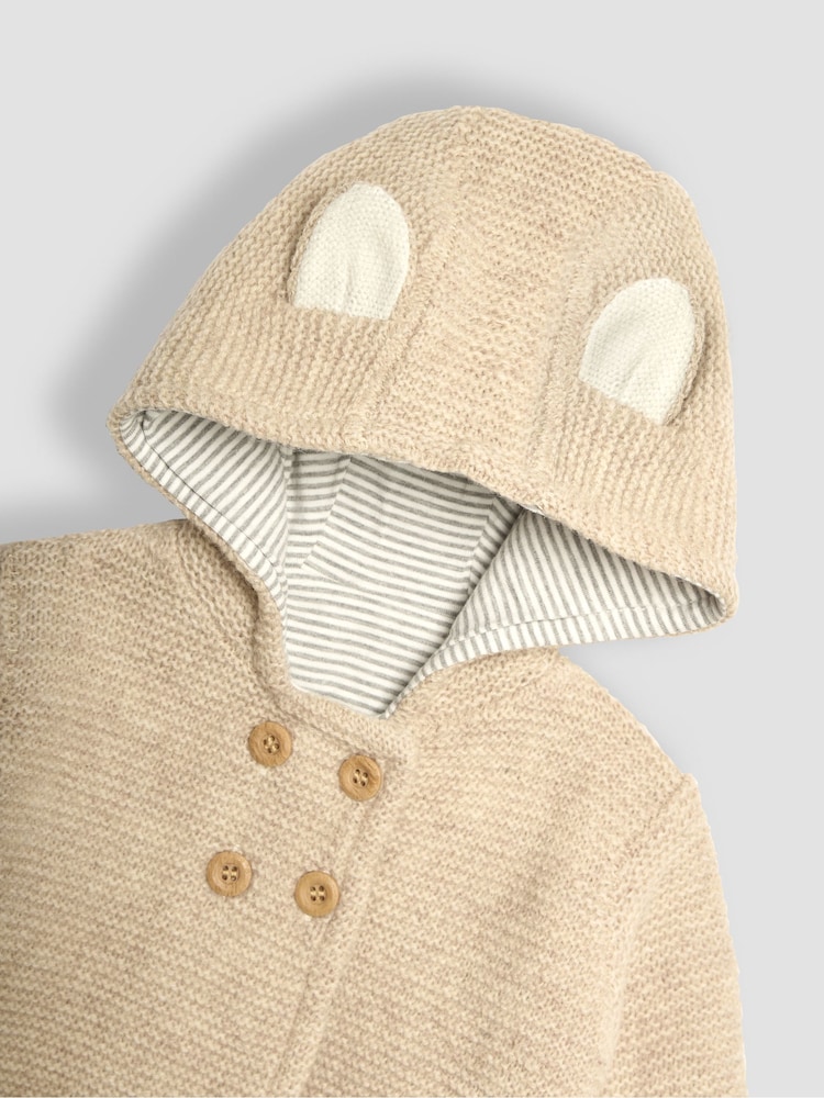 JoJo Maman Bébé Natural Bear Hooded Baby Cardigan - Image 3 of 3