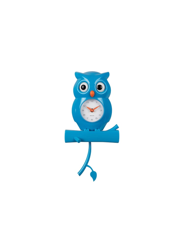 Karlsson Bright Blue Owl Pendulum ABS Wall Clock - Image 2 of 4