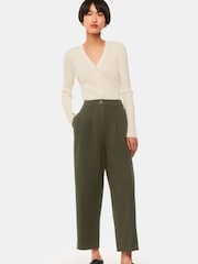 Whistles Khaki Green Petite Bethany Cotton Barrel Trousers - Image 1 of 5