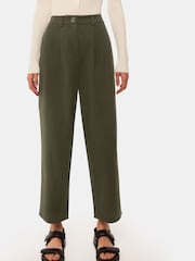 Whistles Khaki Green Petite Bethany Cotton Barrel Trousers - Image 3 of 5