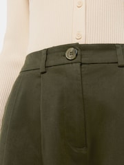 Whistles Khaki Green Petite Bethany Cotton Barrel Trousers - Image 4 of 5