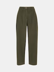 Whistles Khaki Green Petite Bethany Cotton Barrel Trousers - Image 5 of 5