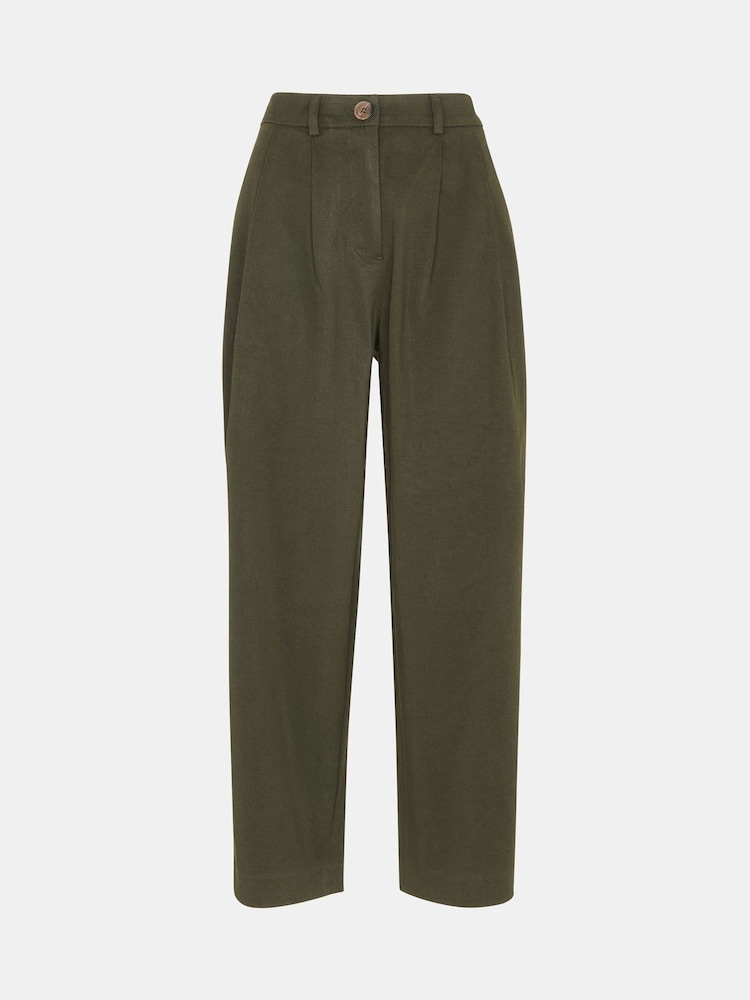 Whistles Khaki Green Petite Bethany Cotton Barrel Trousers - Image 5 of 5