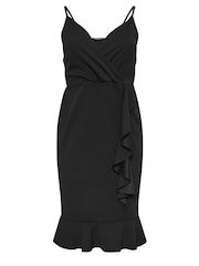 Yours Curve Black London Ruffle Wrap Dress - Image 5 of 5
