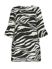 Yours Curve Cream/Black Zebra  Floral Print Tunic Top - Image 5 of 5