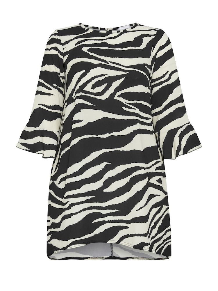 Yours Curve Cream/Black Zebra  Floral Print Tunic Top - Image 5 of 5