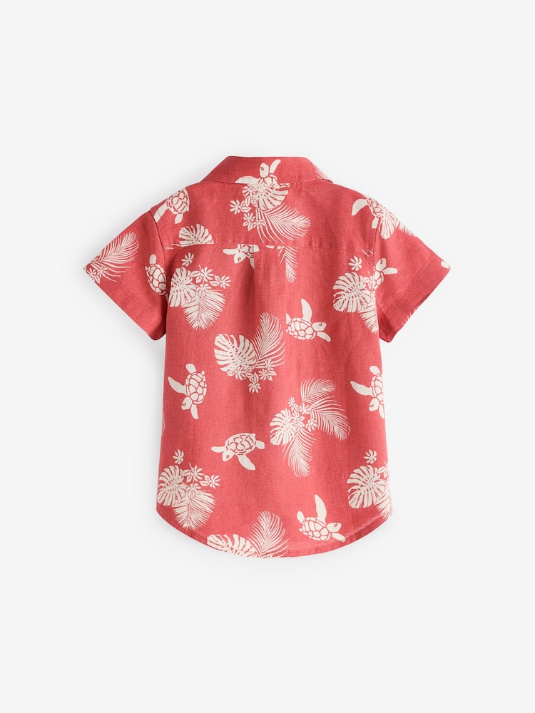 Gap Red Linen-Cotton Print Short Sleeve Baby Shirt (Newborn-5yrs) - Image 2 of 3 Gap Red Linen-Cotton Print Short Sleeve Baby Shirt (Newborn-5yrs) - Image 2 of 3