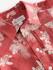 Gap Red Linen-Cotton Print Short Sleeve Baby Shirt (Newborn-5yrs) - Image 3 of 3