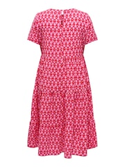 ONLY Curve Pink Printed Short Sleeve Tiered Maxi Dress - Image 7 of 7