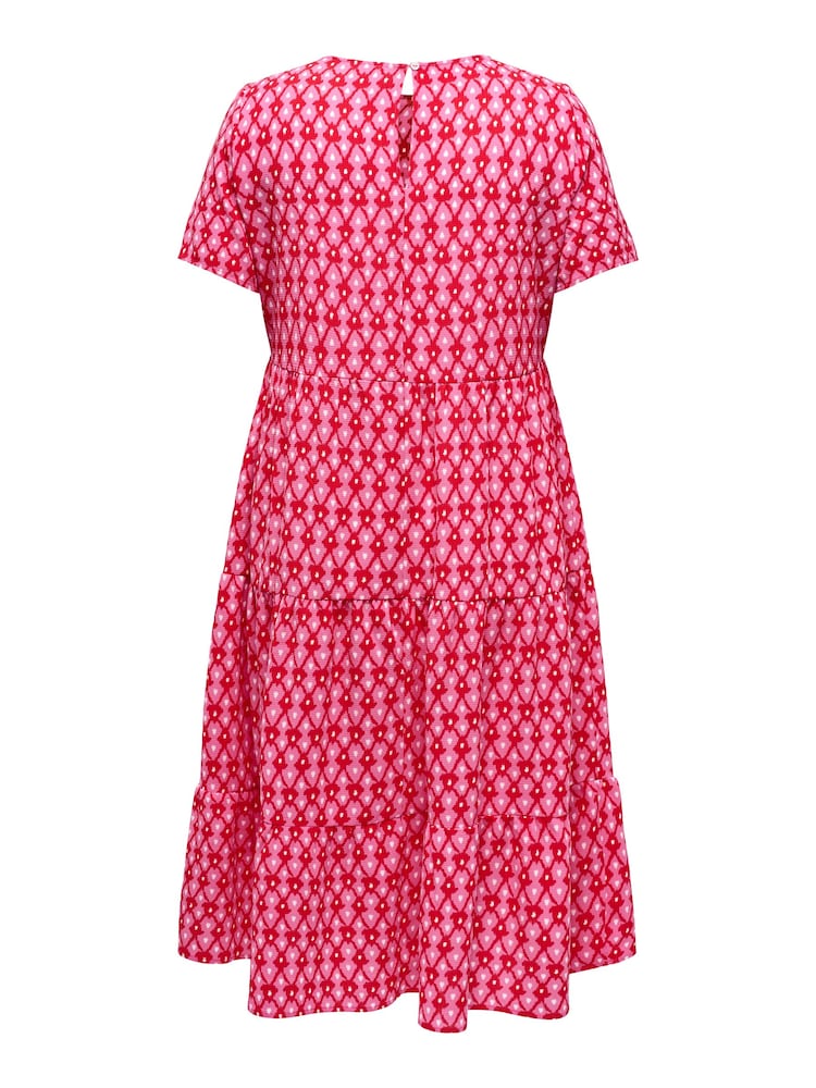 ONLY Curve Pink Printed Short Sleeve Tiered Maxi Dress - Image 7 of 7
