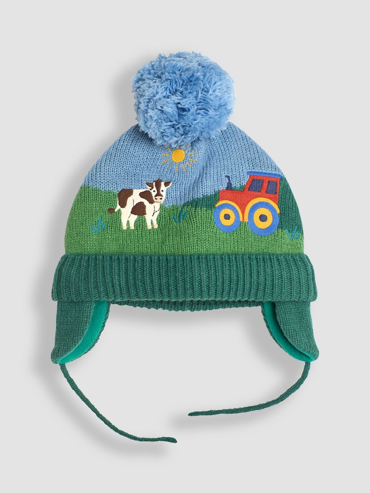 JoJo Maman Bébé Blue Tractor Scene Hat - Image 1 of 3 JoJo Maman Bébé Blue Tractor Scene Hat - Image 1 of 3