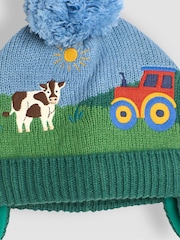 JoJo Maman Bébé Blue Tractor Scene Hat - Image 3 of 3