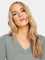 Long Tall Sally Grey V-Neck Lightweight Jumper - Image 4 of 5