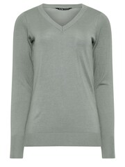 Long Tall Sally Grey V-Neck Lightweight Jumper - Image 5 of 5