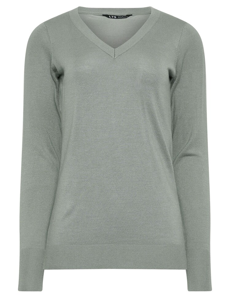 Long Tall Sally Grey V-Neck Lightweight Jumper - Image 5 of 5