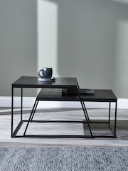 Pacific Set of 2 Black Ash Veneer and Metal Coffee Tables - Image 1 of 6