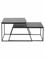 Pacific Set of 2 Black Ash Veneer and Metal Coffee Tables - Image 2 of 6