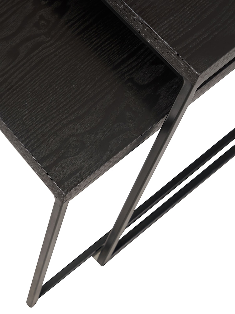 Pacific Set of 2 Black Ash Veneer and Metal Coffee Tables - Image 6 of 6