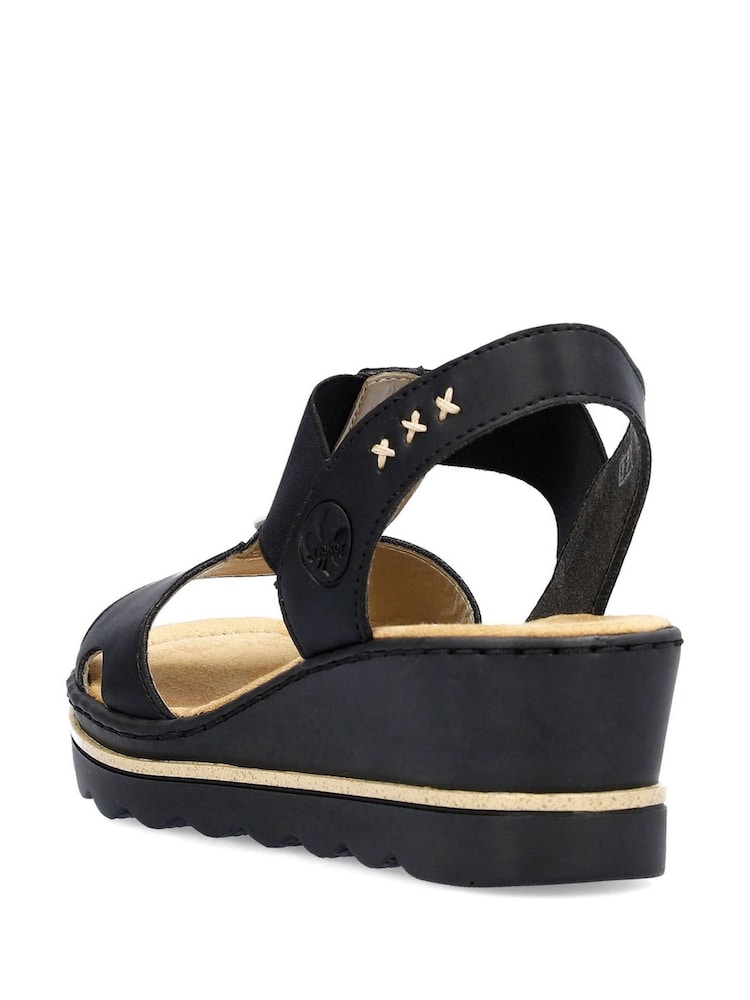 Rieker Womens Elastic Stretch Sandals - Image 4 of 9