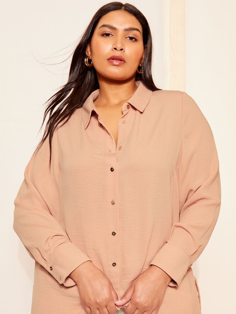 Curves Like These Pink Long Sleeve Relaxed Shirt - Image 1 of 4