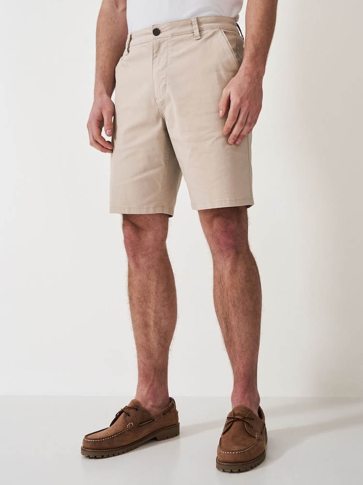 Crew Clothing Natural Classic Bermuda Cotton Stretch Chino Shorts - Image 1 of 4