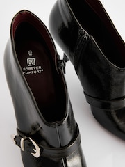 Black Patent Forever Comfort® Pointed Toe Buckle Detail Heeled Shoe Boots - Image 4 of 6