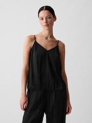 Gap Black Pleated Satin Camisole - Image 1 of 5