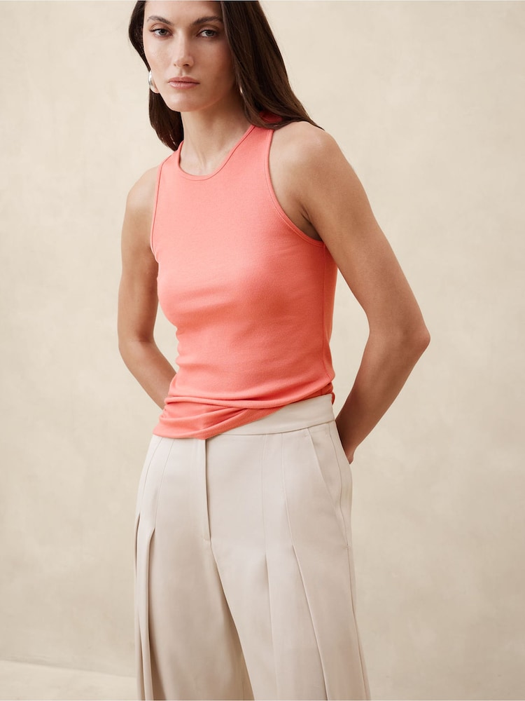 Banana Republic Orange Ribbed Cutaway Tank Top - Image 1 of 3