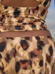 Brown Leopard Ruched Side High Leg Bikini Bottoms - Image 5 of 6