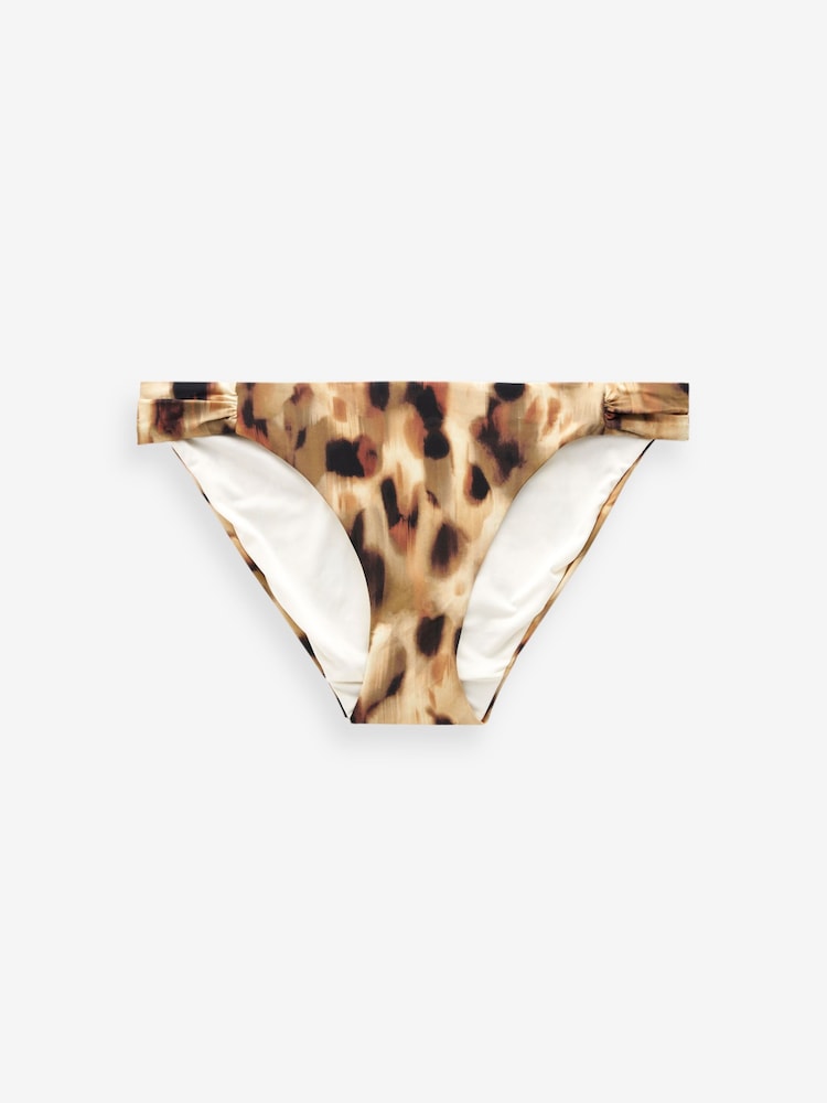Brown Leopard Ruched Side High Leg Bikini Bottoms - Image 6 of 6