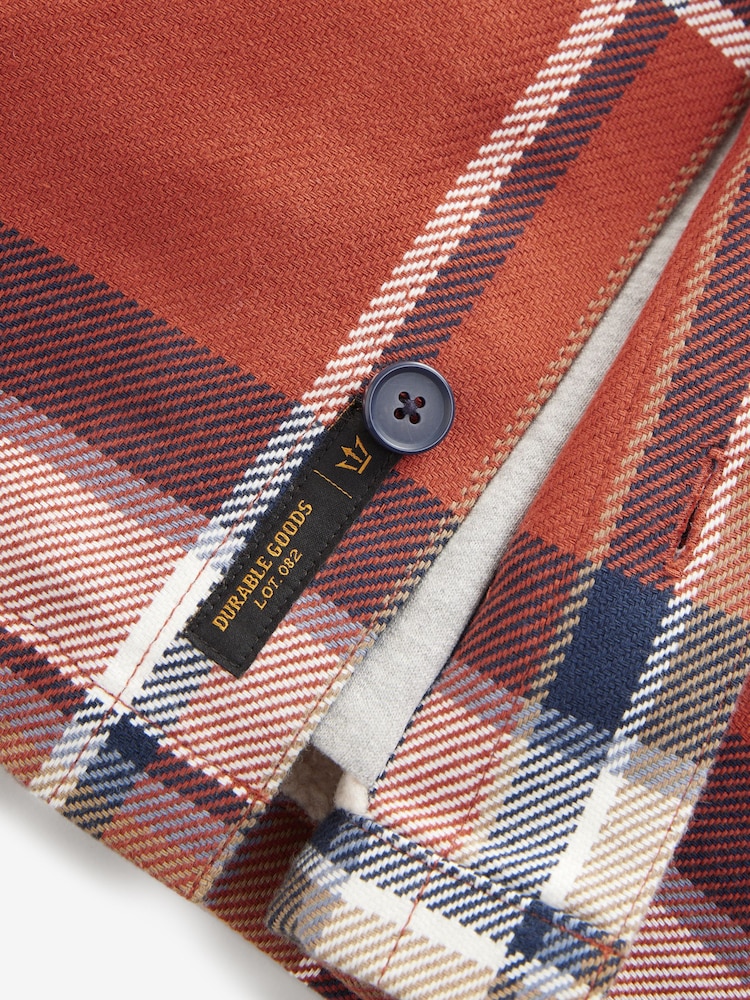 Orange Check Hooded Borg Lined Shacket - Image 10 of 10