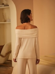 B by Ted Baker Ribbed Off The Shoulder Lounge Top - Image 3 of 9