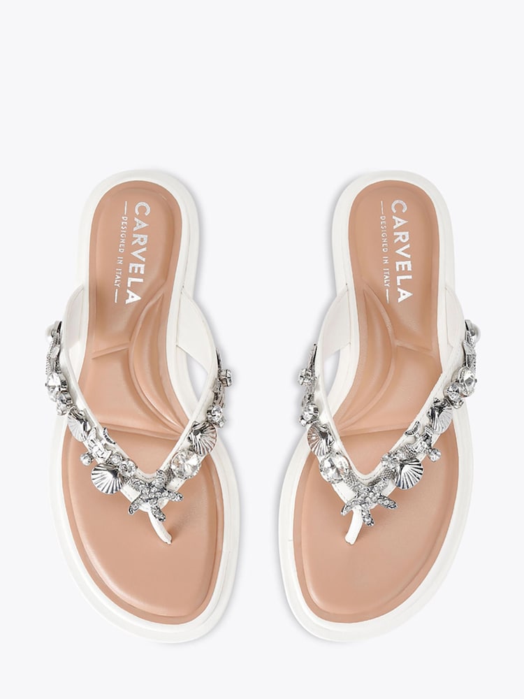Carvela White Marina Flat Sandals - Image 1 of 4 Carvela White Marina Flat Sandals - Image 1 of 4
