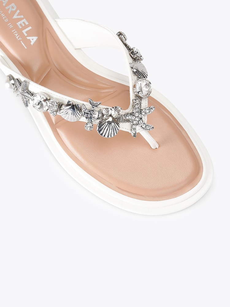 Carvela White Marina Flat Sandals - Image 4 of 4 Carvela White Marina Flat Sandals - Image 4 of 4