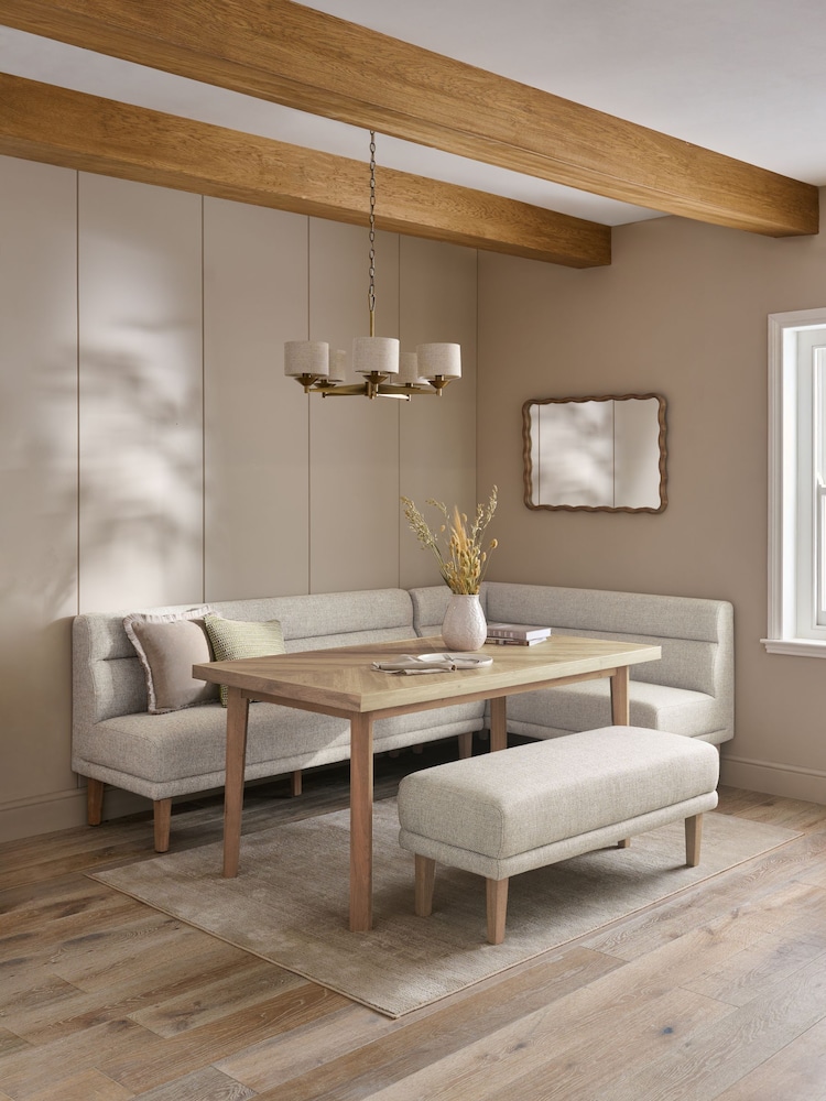 Chunky Weave Mid Natural Hayford Dining Table and Corner Bench Set - Image 1 of 1