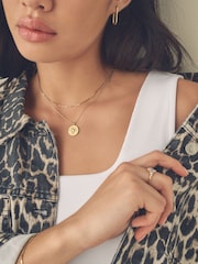 Gold Plated Sterling Silver Two Row Disc Necklace - Image 1 of 7