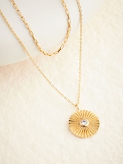 Gold Plated Sterling Silver Two Row Disc Necklace - Image 3 of 7