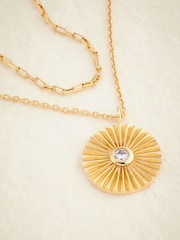 Gold Plated Sterling Silver Two Row Disc Necklace - Image 4 of 7