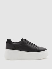 Reiss Black Connie Platform Leather Trainers - Image 1 of 5