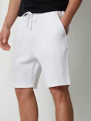 Threadbare White Waffle Texture Sweat Shorts - Image 4 of 4