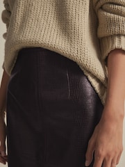 Brown Faux Leather Knee Skirt - Image 5 of 7