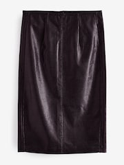 Brown Faux Leather Knee Skirt - Image 6 of 7