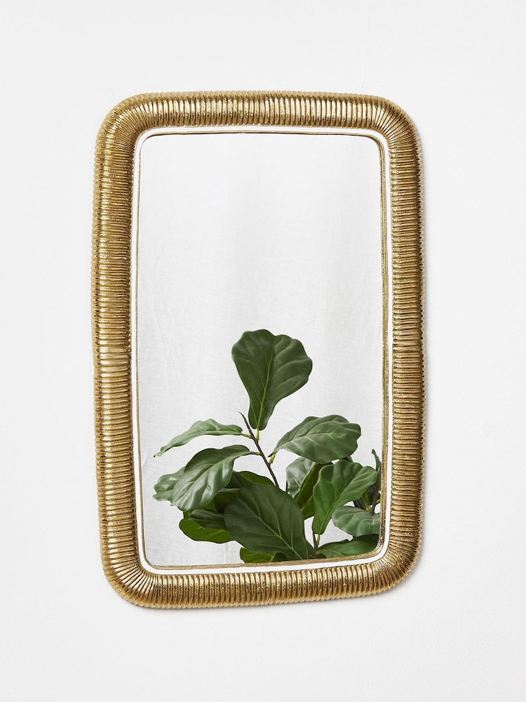 Oliver Bonas Gold Metal Lucia Ribbed Wall Mirror - Image 1 of 1