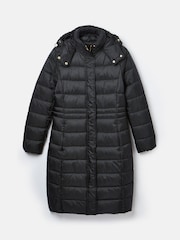 Joules Black Showerproof Longline Padded Coat With Hood - Image 1 of 5