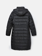 Joules Black Showerproof Longline Padded Coat With Hood - Image 2 of 5