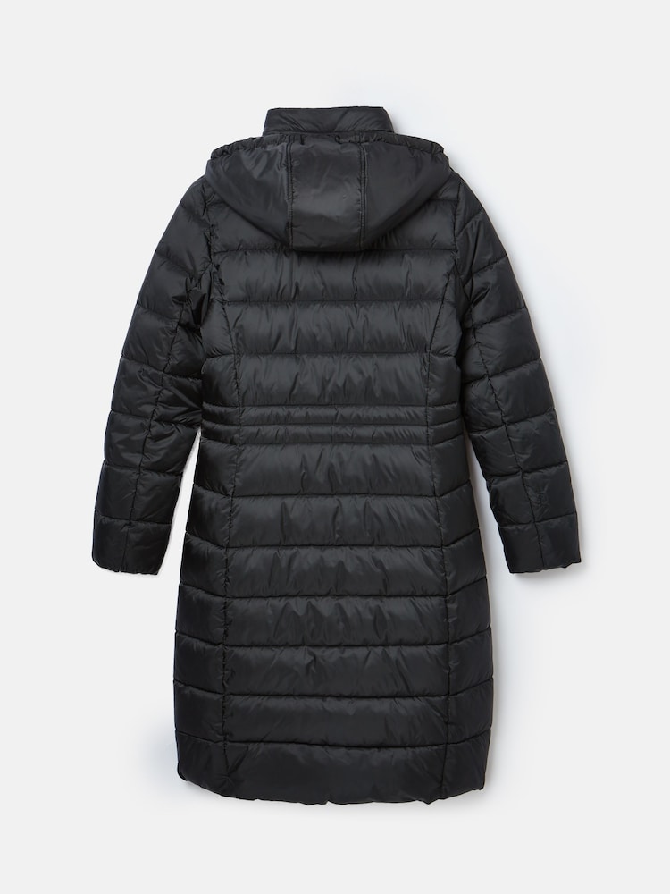 Joules Black Showerproof Longline Padded Coat With Hood - Image 2 of 5